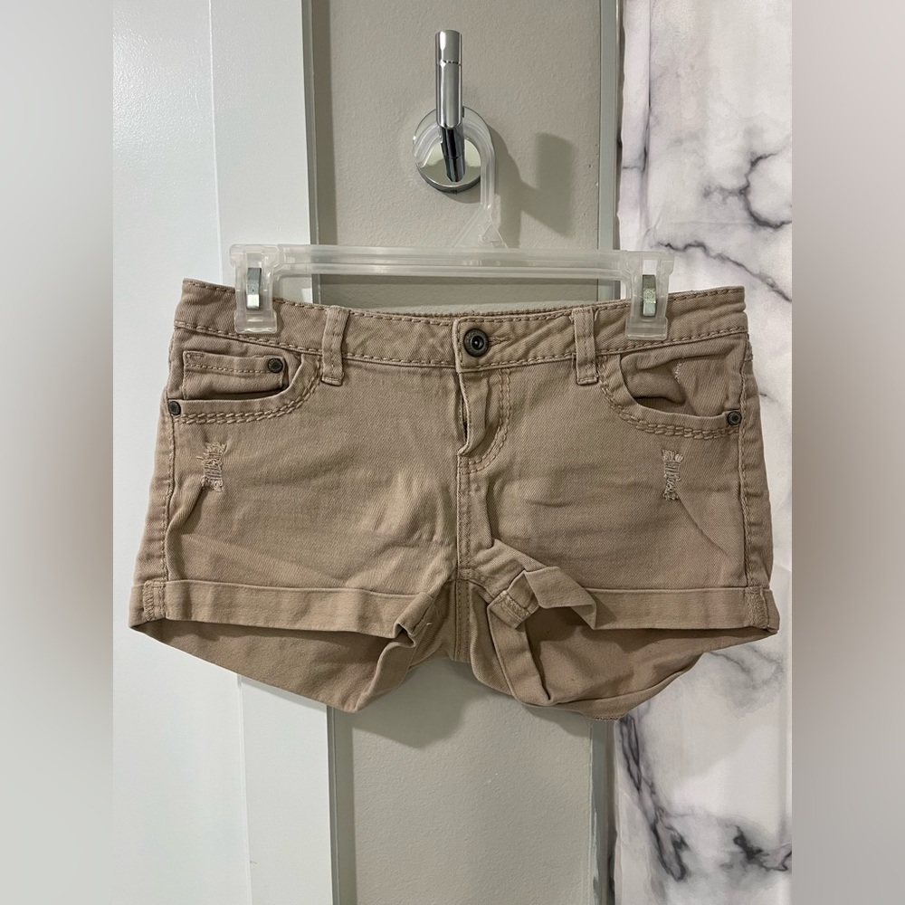 Blue Asphalt Beige Denim Shorts